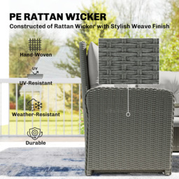 Outsunny Rattan Sofa Set, 6-Piece Outdoor PE Rattan Wicker Sofa with Liftable Coffee Table, Patio Garden Sectional Corner Furniture, Cream - Aosom UK - thumbnail 4