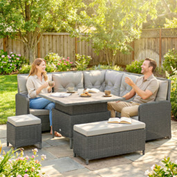 Outsunny Rattan Sofa Set, 6-Piece Outdoor PE Rattan Wicker Sofa with Liftable Coffee Table, Patio Garden Sectional Corner Furniture, Cream - Aosom UK - thumbnail 2