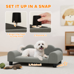 PawHut Elevated Dog Sofa Bed, Breathable Pet Sofa with Backrest and Armrest for Small Dogs, Grey - thumbnail 7