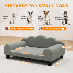 PawHut Elevated Dog Sofa Bed, Breathable Pet Sofa with Backrest and Armrest for Small Dogs, Grey - thumbnail 3