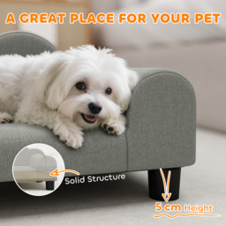 PawHut Elevated Dog Sofa Bed, Breathable Pet Sofa with Backrest and Armrest for Small Dogs, Grey - thumbnail 6