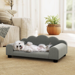PawHut Elevated Dog Sofa Bed, Breathable Pet Sofa with Backrest and Armrest for Small Dogs, Grey - thumbnail 8