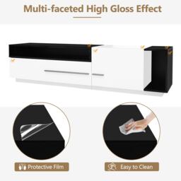 TV Unit with Storage, Modern TV Stand with Waterproof and Scratch-resistant Surface, Up 70in TV Size White+Black - Aosom UK - thumbnail 6