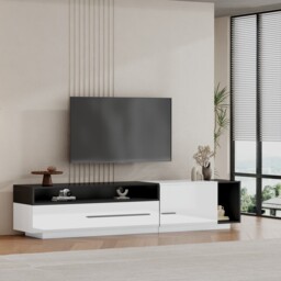 TV Unit with Storage, Modern TV Stand with Waterproof and Scratch-resistant Surface, Up 70in TV Size White+Black - Aosom UK