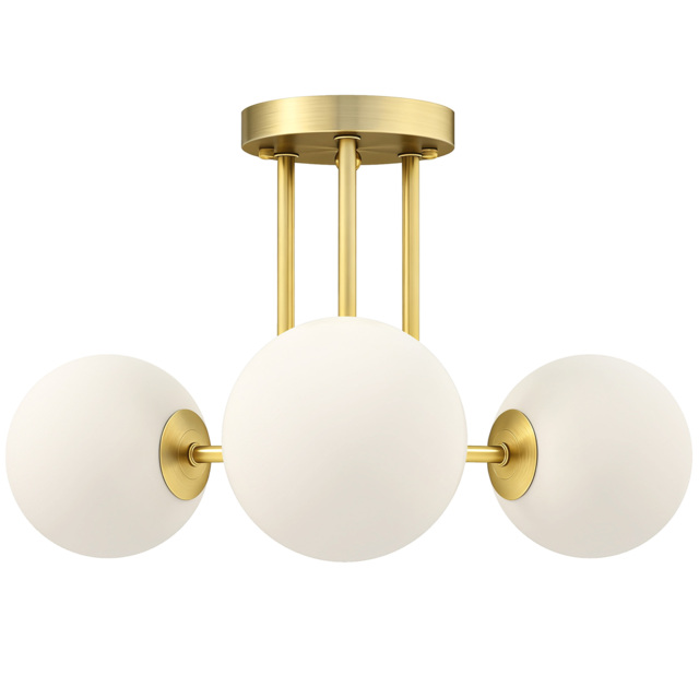 HOMCOM LED Ceiling Light with Globe Shades, Modern 3-Light Ceiling Light with G9 Sockets for Living Room, Bedroom, Dining Room, Bulbs Not Included, Gold Tone - image 1