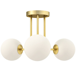 HOMCOM LED Ceiling Light with Globe Shades, Modern 3-Light Ceiling Light with G9 Sockets for Living Room, Bedroom, Dining Room, Bulbs Not Included, Gold Tone - thumbnail 1