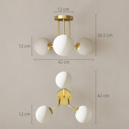 HOMCOM LED Ceiling Light with Globe Shades, Modern 3-Light Ceiling Light with G9 Sockets for Living Room, Bedroom, Dining Room, Bulbs Not Included, Gold Tone - thumbnail 3