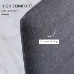 HOMCOM Set of 4 Dining Room Chairs, Linen Upholstered Kitchen Chairs, Outdoor Dining Chairs with Padded Seat & Metal Legs, Grey - Aosom UK - thumbnail 5