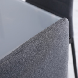 HOMCOM Set of 4 Dining Room Chairs, Linen Upholstered Kitchen Chairs, Outdoor Dining Chairs with Padded Seat & Metal Legs, Grey - Aosom UK - thumbnail 7