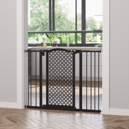 PawHut 74-105 cm Pet Safety Gate Barrier Stair Pressure Fit with Auto Close and Double Locking for Doorways, Hallways, Black - thumbnail 2