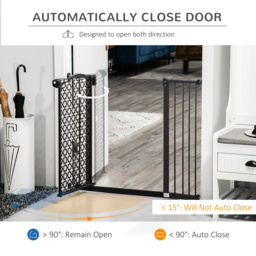 PawHut 74-105 cm Pet Safety Gate Barrier Stair Pressure Fit with Auto Close and Double Locking for Doorways, Hallways, Black - thumbnail 5