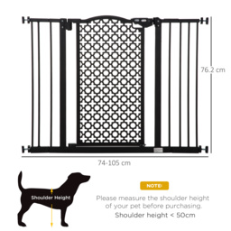 PawHut 74-105 cm Pet Safety Gate Barrier Stair Pressure Fit with Auto Close and Double Locking for Doorways, Hallways, Black - thumbnail 3