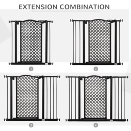 PawHut 74-105 cm Pet Safety Gate Barrier Stair Pressure Fit with Auto Close and Double Locking for Doorways, Hallways, Black - thumbnail 7