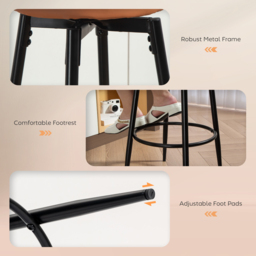 HOMCOM Set of Two Faux Leather Bar Stools - Brown/Black - thumbnail 7