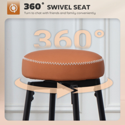 HOMCOM Set of Two Faux Leather Bar Stools - Brown/Black - thumbnail 4