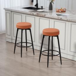 HOMCOM Set of Two Faux Leather Bar Stools - Brown/Black - thumbnail 2