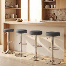 HOMCOM Bar Stools Set of 2, Modern PU Leather Swivel Barstools, Height Adjustable Breakfast Bar Chairs with Footrest, Grey - thumbnail 9