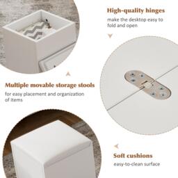 Lift-Top Coffee Table with Hydraulic Lift, Stylish Side Table with 2 Open Shelves, 100L x 50W x 48H cm, Natural+White - Aosom UK - thumbnail 6