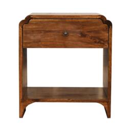 100% Solid Wood Newton Bedside Table with Drawer and Open Shelf, Handcrafted Desk with Stain-Based Finish, 35L x 45W x 50H cm, Brown - Aosom UK - thumbnail 2