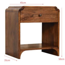 100% Solid Wood Newton Bedside Table with Drawer and Open Shelf, Handcrafted Desk with Stain-Based Finish, 35L x 45W x 50H cm, Brown - Aosom UK - thumbnail 3