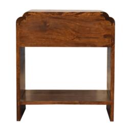 100% Solid Wood Newton Bedside Table with Drawer and Open Shelf, Handcrafted Desk with Stain-Based Finish, 35L x 45W x 50H cm, Brown - Aosom UK - thumbnail 7