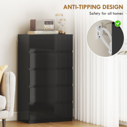 HOMCOM Chest of Drawers, 5-Drawer Storage Cabinets, Modern Dresser, Storage Drawer Unit for Bedroom - thumbnail 6