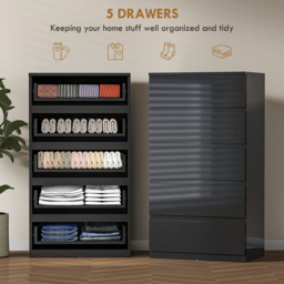HOMCOM Chest of Drawers, 5-Drawer Storage Cabinets, Modern Dresser, Storage Drawer Unit for Bedroom - thumbnail 4