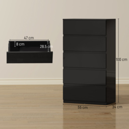 HOMCOM Chest of Drawers, 5-Drawer Storage Cabinets, Modern Dresser, Storage Drawer Unit for Bedroom - thumbnail 3