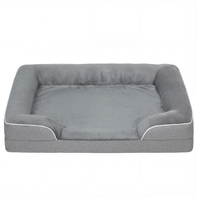 PawHut Dog Sofa Bed, Washable Pet Bed with Removable Cover and Non-Slip Bottom for Cats, Small and Medium Dogs, Grey - image 1