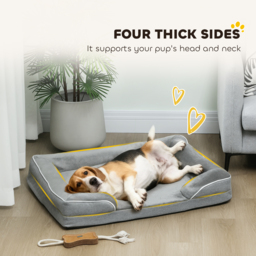 PawHut Dog Sofa Bed, Washable Pet Bed with Removable Cover and Non-Slip Bottom for Cats, Small and Medium Dogs, Grey - thumbnail 5