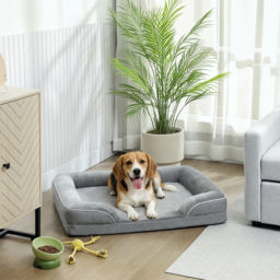 PawHut Dog Sofa Bed, Washable Pet Bed with Removable Cover and Non-Slip Bottom for Cats, Small and Medium Dogs, Grey - thumbnail 2