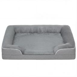 PawHut Dog Sofa Bed, Washable Pet Bed with Removable Cover and Non-Slip Bottom for Cats, Small and Medium Dogs, Grey - thumbnail 1