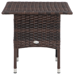 Outsunny Outdoor Rattan Side Table Coffee Table with Plastic Board, Full Woven Table Top for Patio, Garden, Balcony, Mixed Brown - thumbnail 7