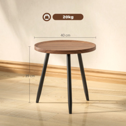 HOMCOM Modern Round Coffee Table with Steel Frame for Small Space, Sofa Beside, Living Room, Bedroom, Chestnut Wood Effect - thumbnail 3