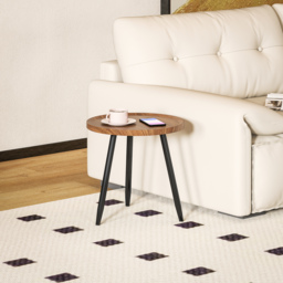 HOMCOM Modern Round Coffee Table with Steel Frame for Small Space, Sofa Beside, Living Room, Bedroom, Chestnut Wood Effect - thumbnail 6