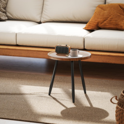 HOMCOM Modern Round Coffee Table with Steel Frame for Small Space, Sofa Beside, Living Room, Bedroom, Chestnut Wood Effect - thumbnail 8