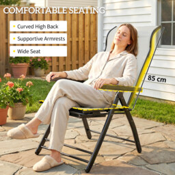 Outsunny Reclining Garden Chairs Set of 2, 5-Position Folding Sun Loungers with High Back, Retractable Footrest, Light Grey - thumbnail 6