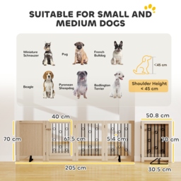 PawHut 4 Panel Freestanding Pet Gate, Indoor Dog Barrier with Lockable Door, Support Feet, 360° Flexible Hinges, Oak - thumbnail 3