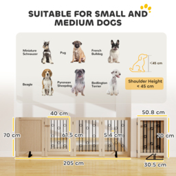 PawHut 4 Panel Freestanding Pet Gate, Indoor Dog Barrier with Lockable Door, Support Feet, 360° Flexible Hinges, Oak - thumbnail 3
