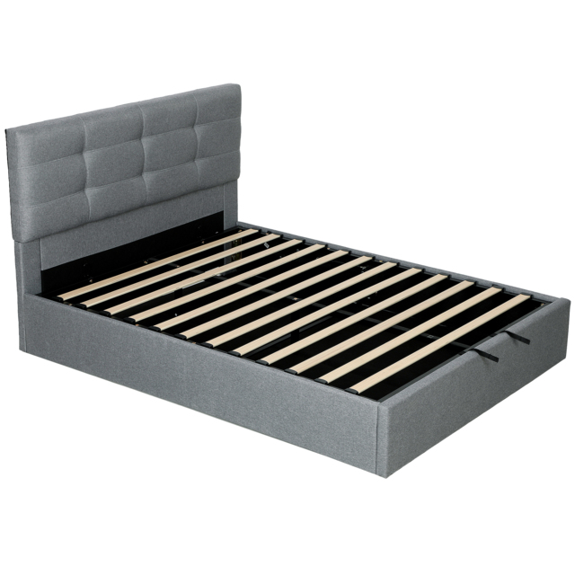 HOMCOM 5ft King Ottoman Bed with Gas Lift Storage - Grey - image 1