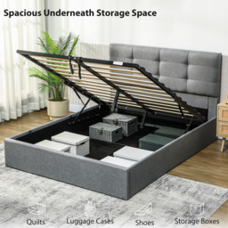 HOMCOM 5ft King Ottoman Bed with Gas Lift Storage - Grey - thumbnail 4