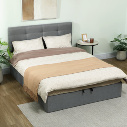 HOMCOM 5ft King Ottoman Bed with Gas Lift Storage - Grey - thumbnail 2