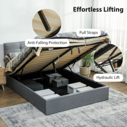 HOMCOM 5ft King Ottoman Bed with Gas Lift Storage - Grey - thumbnail 5