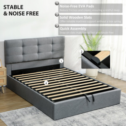 HOMCOM 5ft King Ottoman Bed with Gas Lift Storage - Grey - thumbnail 7