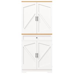 Tall Kitchen Sideboard with Maximised Storage and Anti-Tip Safety, Double-Door Cabinets for Dining Room, 80L x 40W x 180H cm, White - Aosom UK - thumbnail 2