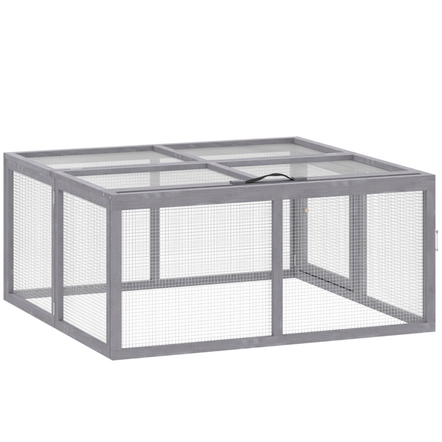 PawHut Rabbit Hutch Outdoor, Foldable Guinea Pig House with Openable Top, for 3 Bunnies, Ducks, Chickens, 110 x 105 x 50 cm - image 1
