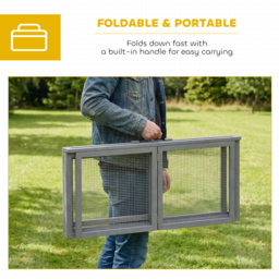 PawHut Rabbit Hutch Outdoor, Foldable Guinea Pig House with Openable Top, for 3 Bunnies, Ducks, Chickens, 110 x 105 x 50 cm - thumbnail 5