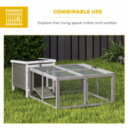 PawHut Rabbit Hutch Outdoor, Foldable Guinea Pig House with Openable Top, for 3 Bunnies, Ducks, Chickens, 110 x 105 x 50 cm - thumbnail 9