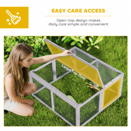 PawHut Rabbit Hutch Outdoor, Foldable Guinea Pig House with Openable Top, for 3 Bunnies, Ducks, Chickens, 110 x 105 x 50 cm - thumbnail 4