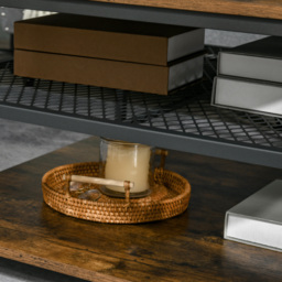HOMCOM Industrial Coffee Table: Square Cocktail Table with 3-Tier Shelves, Rustic Brown for Living Room - Aosom UK - thumbnail 8